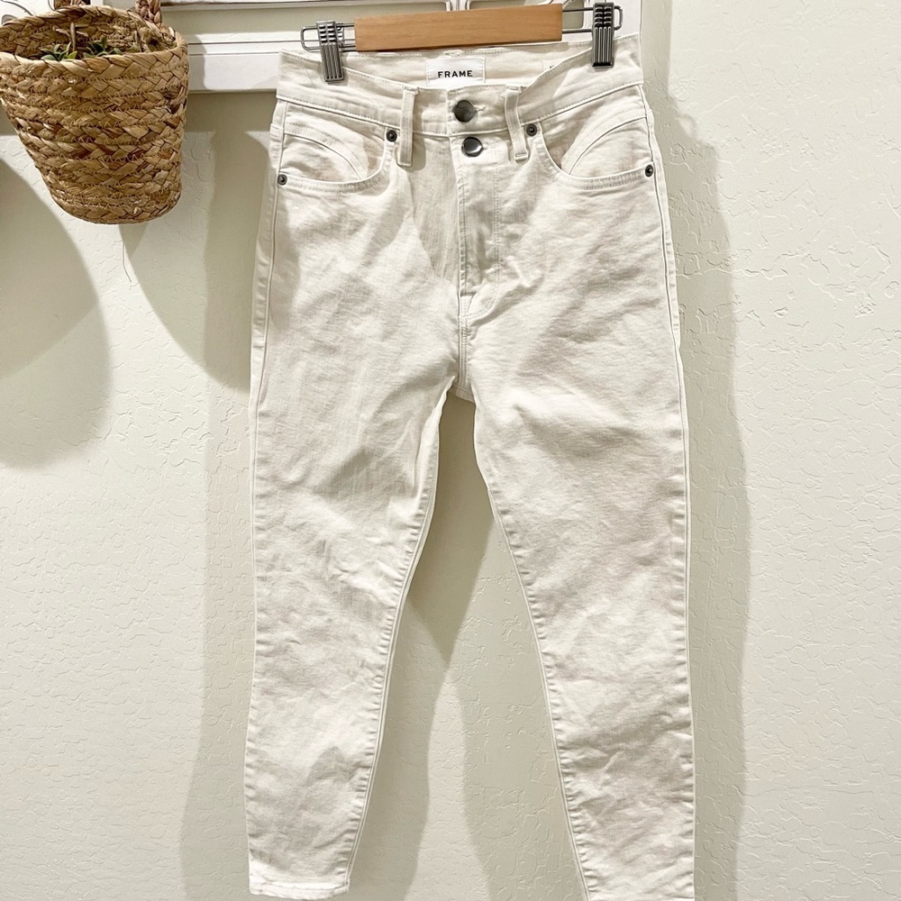 FRAME DENIM Ali high rise cigarette white jean size 26